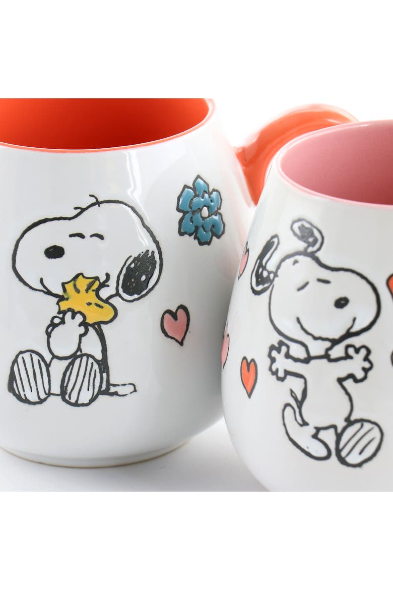 4 Piece 20 Ounce Stoneware Wax Relief Cup Set in 2 Assorted Designs, Alternate, color, Pink