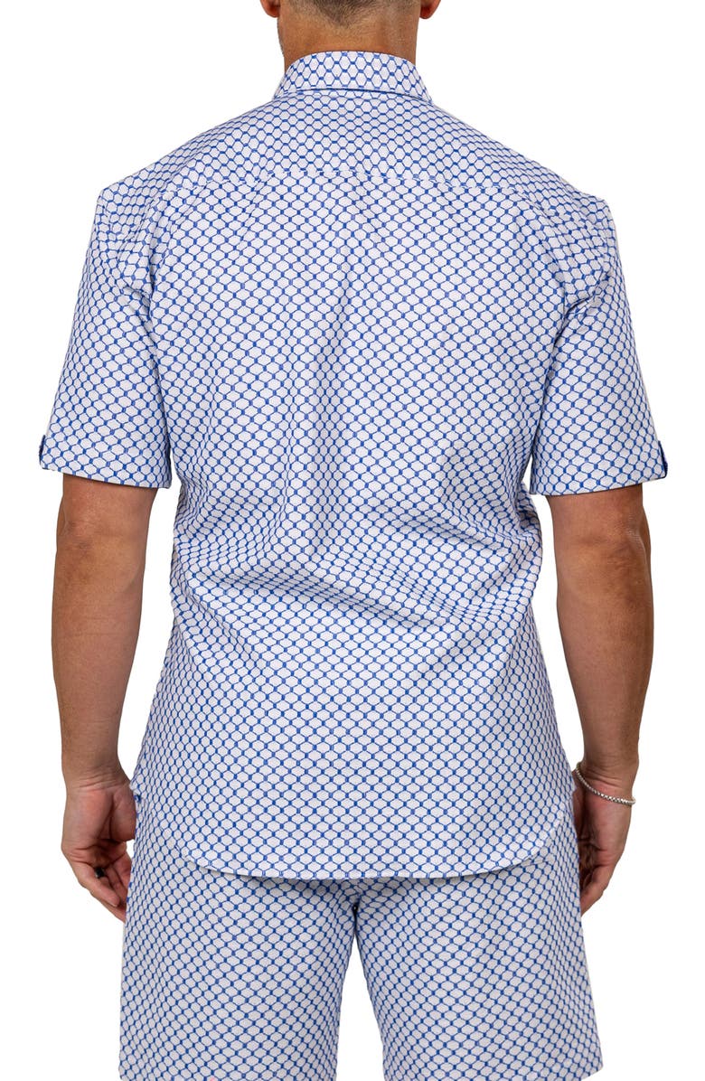 Maceoo Galileo Marthy Short Sleeve Button-Up Shirt, Alternate, color, White/Blue