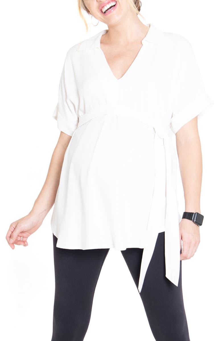 Ingrid & Isabel<sup>®</sup> Popover Tie Waist Maternity Top, Main, color,