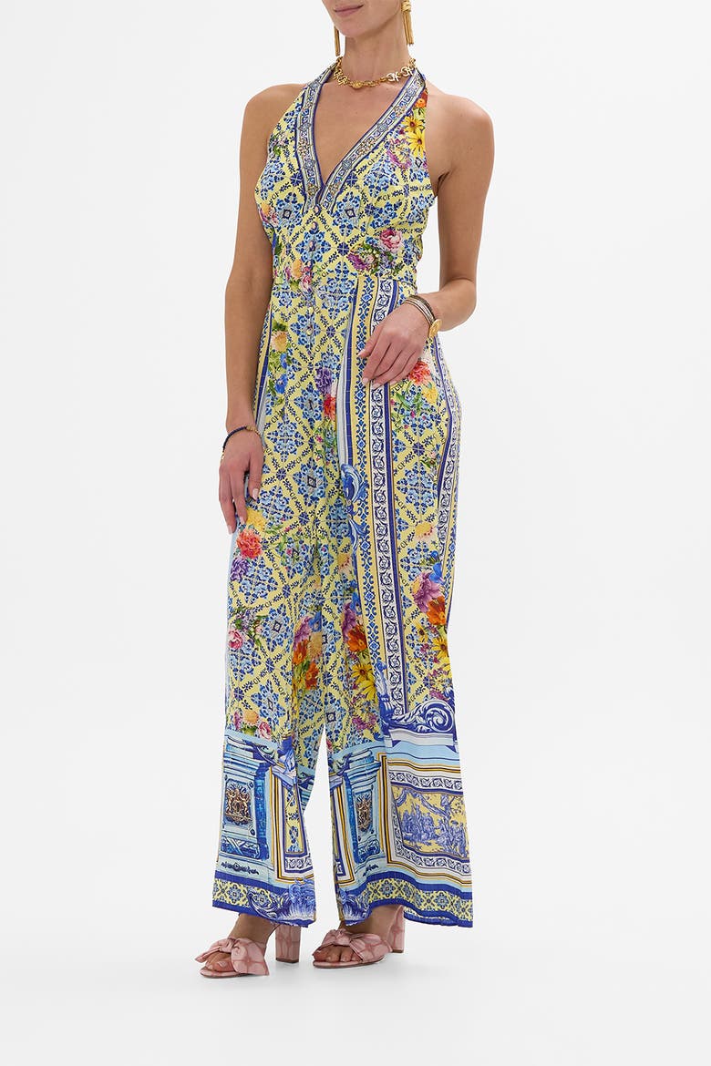 Halterneck Jumpsuit With Tie Neck Wall To Wall Wonders, Alternate, color, Wall To Wall Wonders