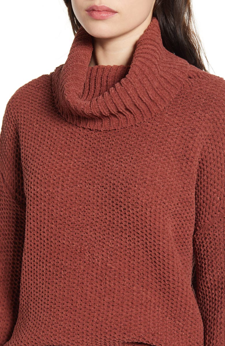 Woven Heart Chenille Turtleneck Sweater, Alternate, color, 
