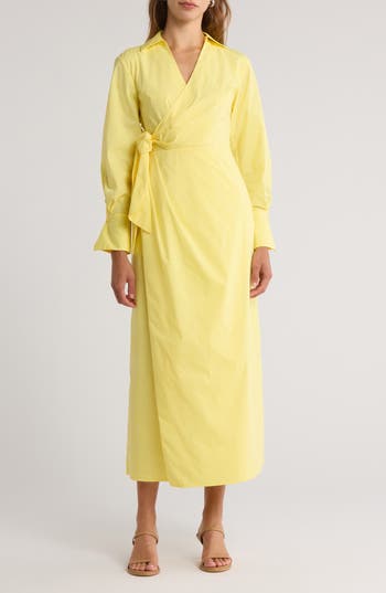 Simkhai Briar Wrap Midi Dress In Yellow