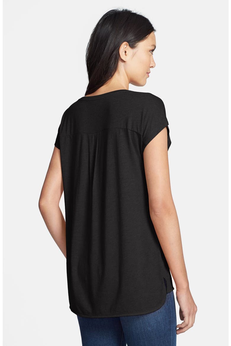 High/Low Knit Tee, Alternate, color, BLACK