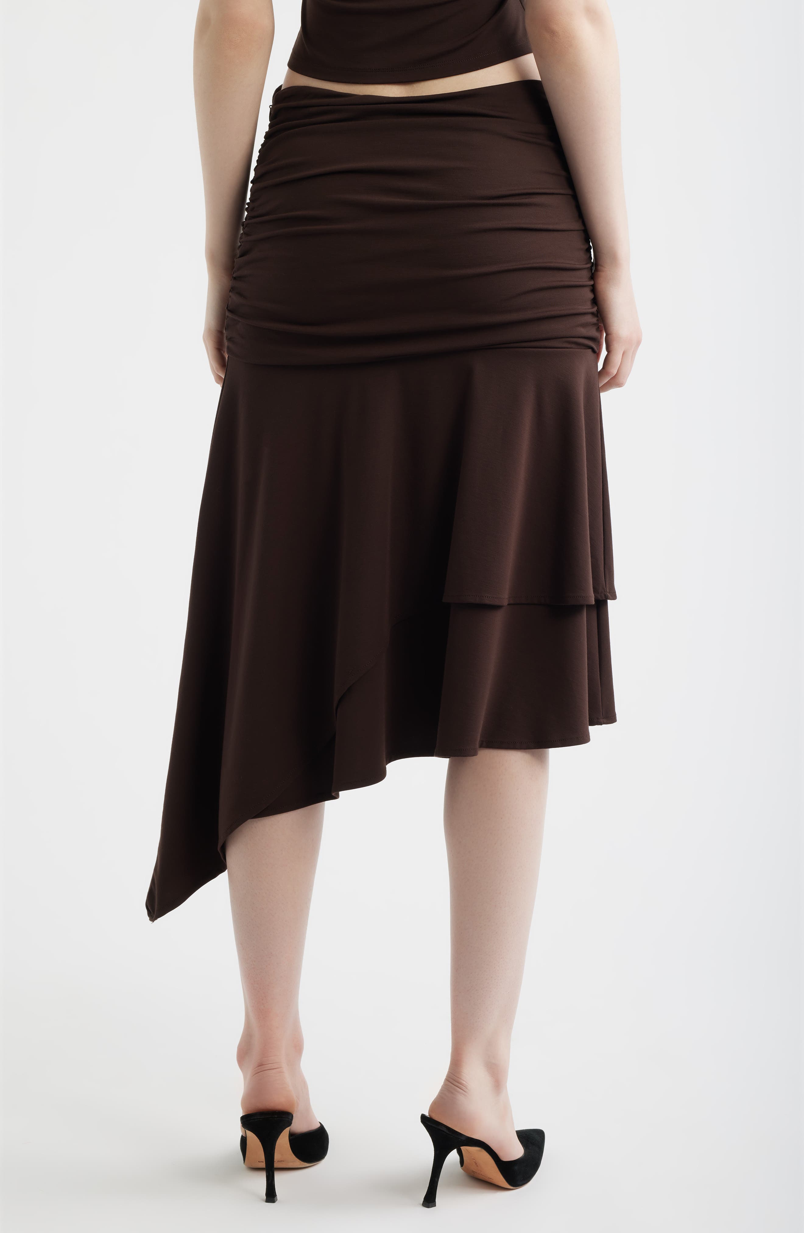 Gresca Ruched Asymmetric Hem Skirt - image 2