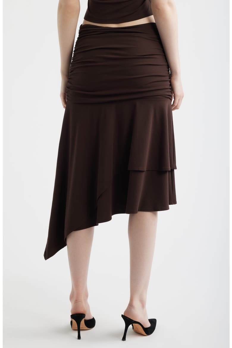 Gresca Ruched Asymmetric Hem Skirt, Alternate, color, CHOCOLATE