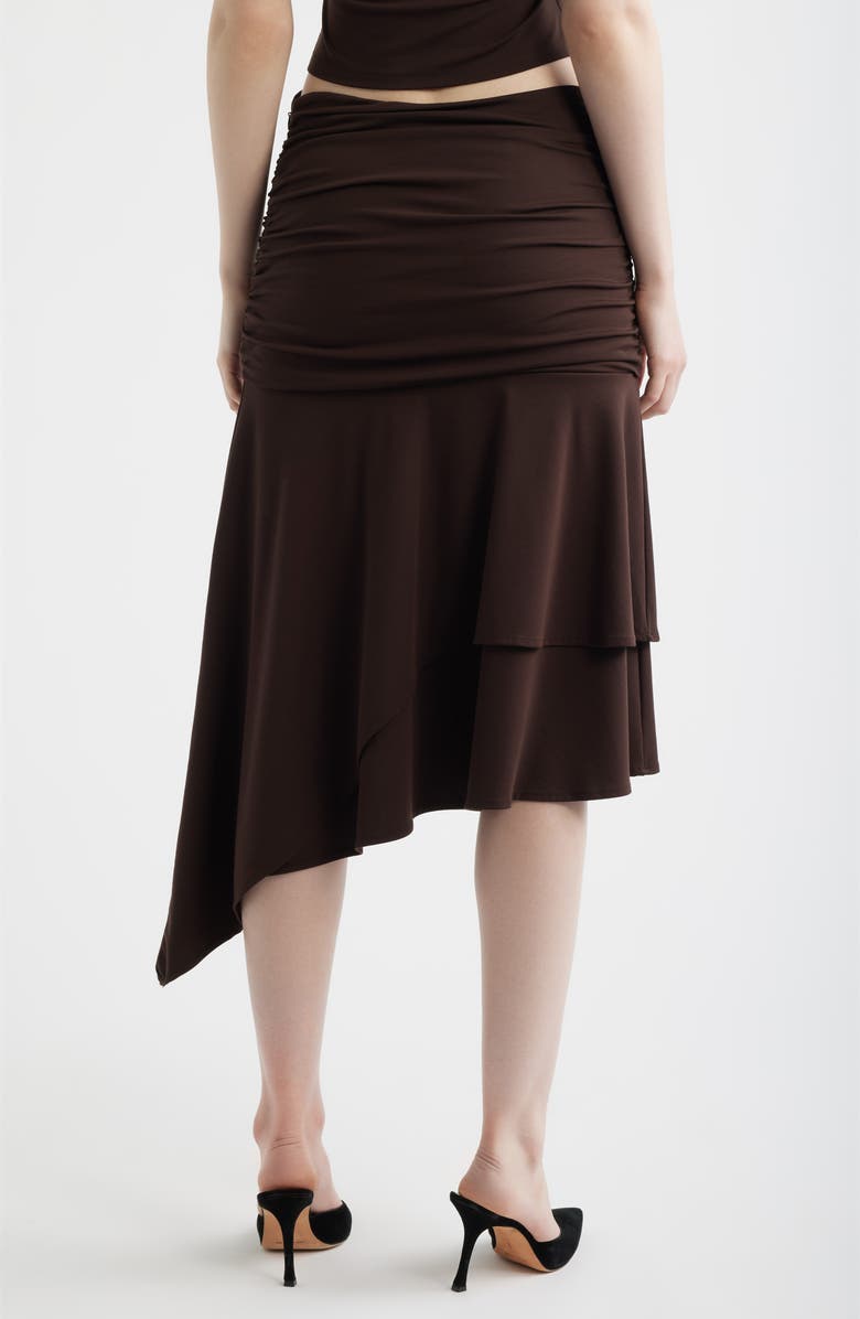 Feners Gresca Ruched Asymmetric Hem Skirt, Alternate, color, Chocolate