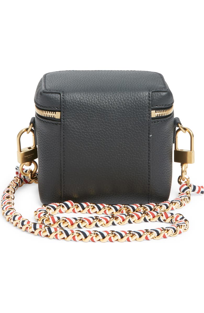 Thom Browne Box Leather Crossbody Pouch, Alternate, color, Black