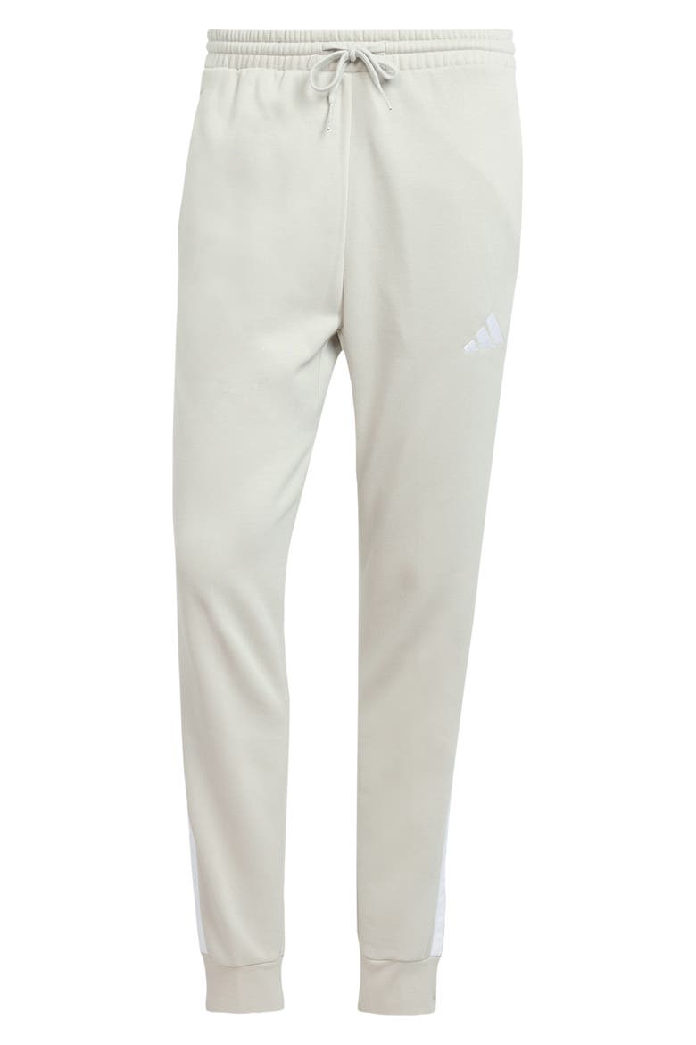 Essential 3-Stripes Fleece Joggers, Alternate, color, WONDER ALUMINA/WHITE