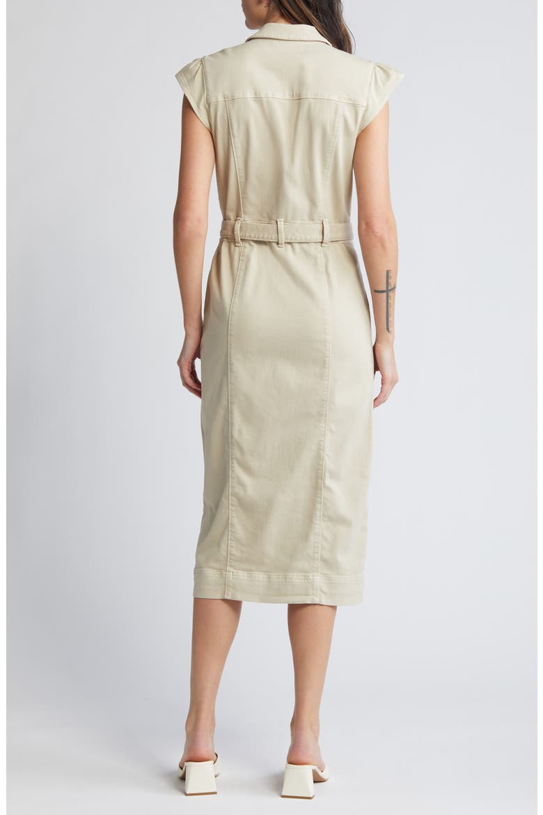 Jaxsyn Cap Sleeve Denim Midi Shirtdress, Alternate, color, VINTAGE WARM SAND