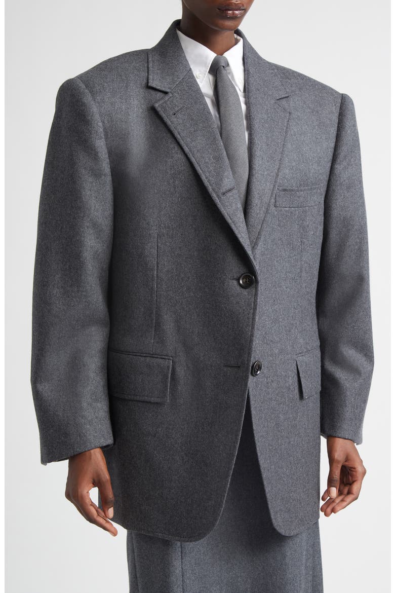 Oversize Wool Flannel Blazer, Alternate, color, DARK GREY