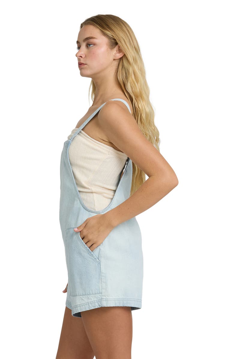 Billabong Beach Crush Denim Shortalls, Alternate, color, Blue Mist