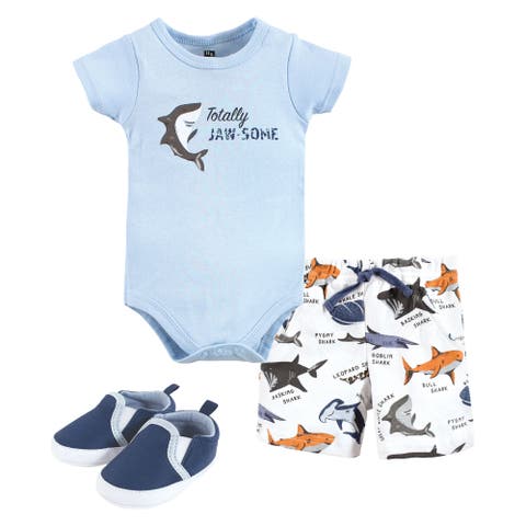 Little Gent's Soft Cotton Bodysuit, Shorts & Footwear 3Pk (Baby)