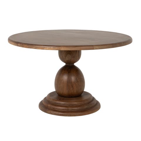 Round Mango Wood Bulbed Pedestal Coffee Table