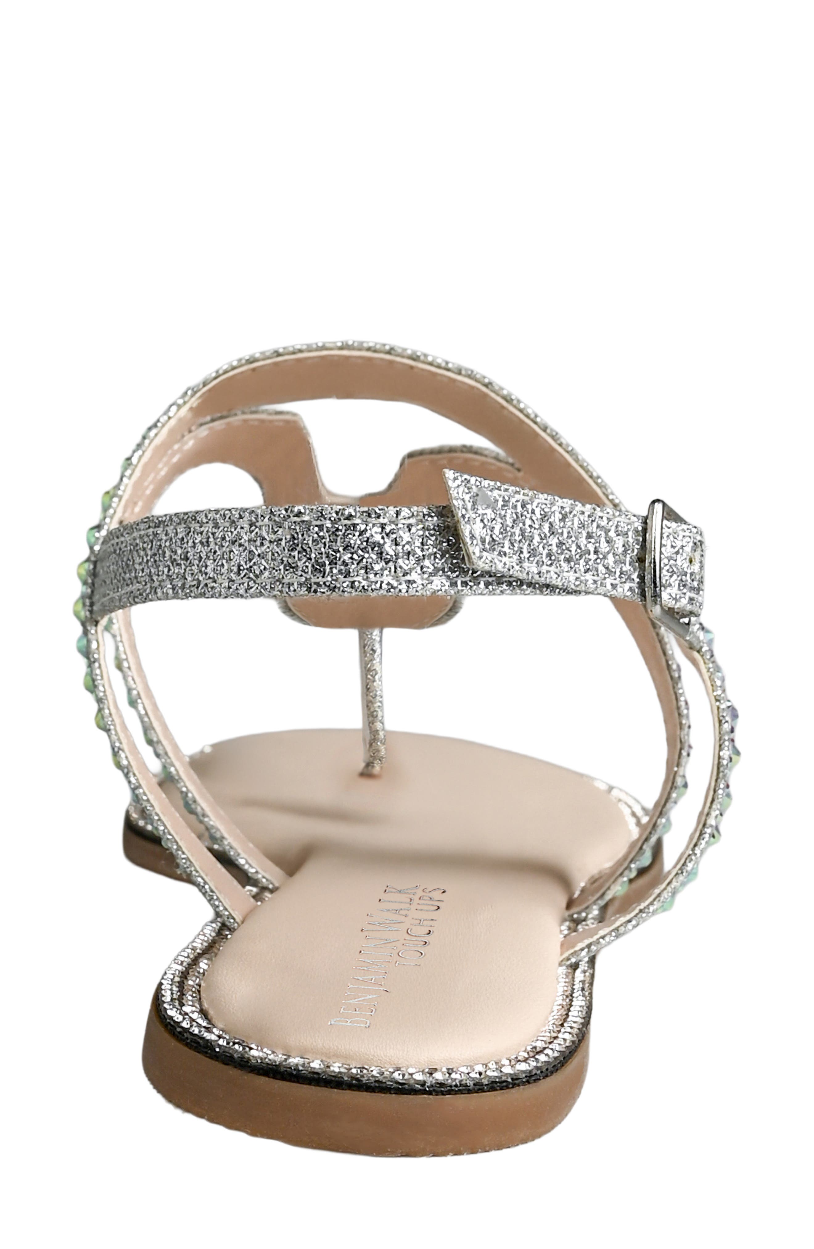 Jeweled Flat Thong Sandal, Alternate, color, SILVER