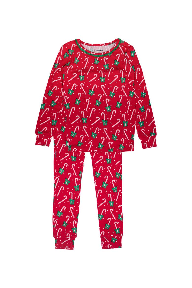 Girls SoftSnooze Ruffle Long Sleeve Pajama Set, Main, color, Candy Cane Cutie