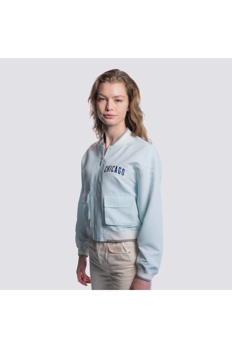 Women's Lusso  Light Blue Chicago Cubs Cropped Paisley Full-Zip Jacket, Alternate, color, Light Blue