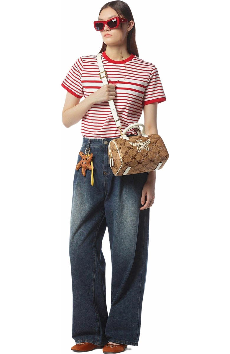 MCM Ella Boston Bag in Lauretos Raffia Jacquard, Alternate, color,