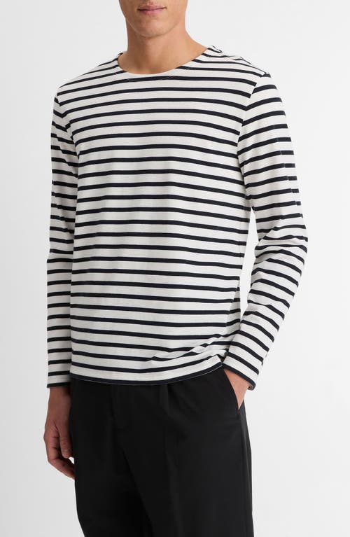 Vince Stripe Long Sleeve T-shirt In Natural/coastal