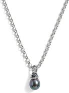 Awe Inspired Spellbound Sterling Silver Cultured Tahitian Pearl Pendant Necklace