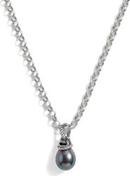 Awe Inspired Spellbound Sterling Silver Cultured Tahitian Pearl Pendant Necklace
