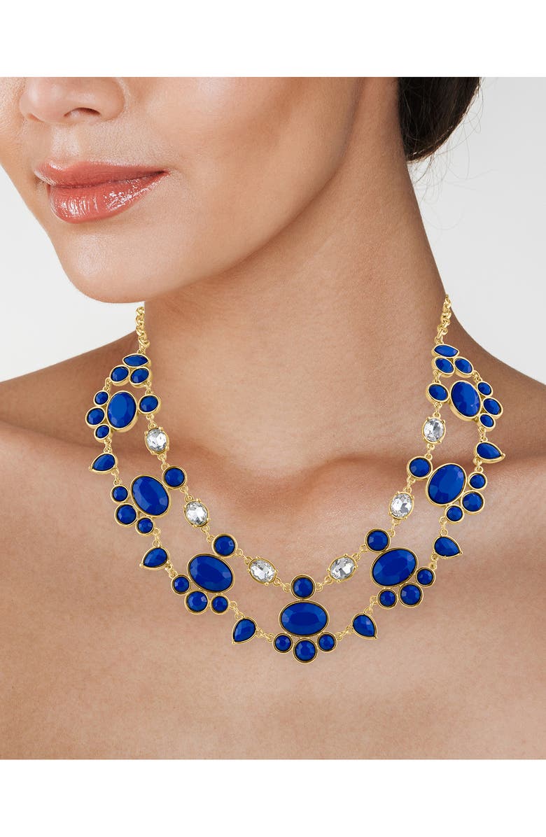 JARDIN Baroque Crystal Statement Necklace, Alternate, color, Blue/ Silver