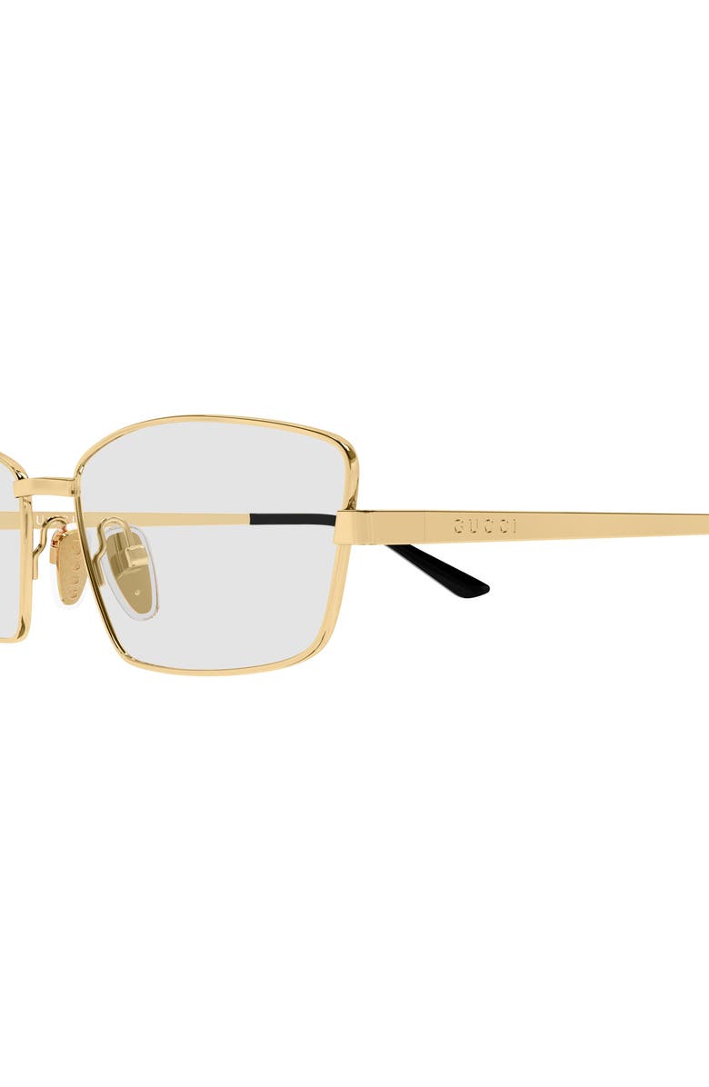 Gucci 56mm Rectangular Sunglasses, Alternate, color, Gold