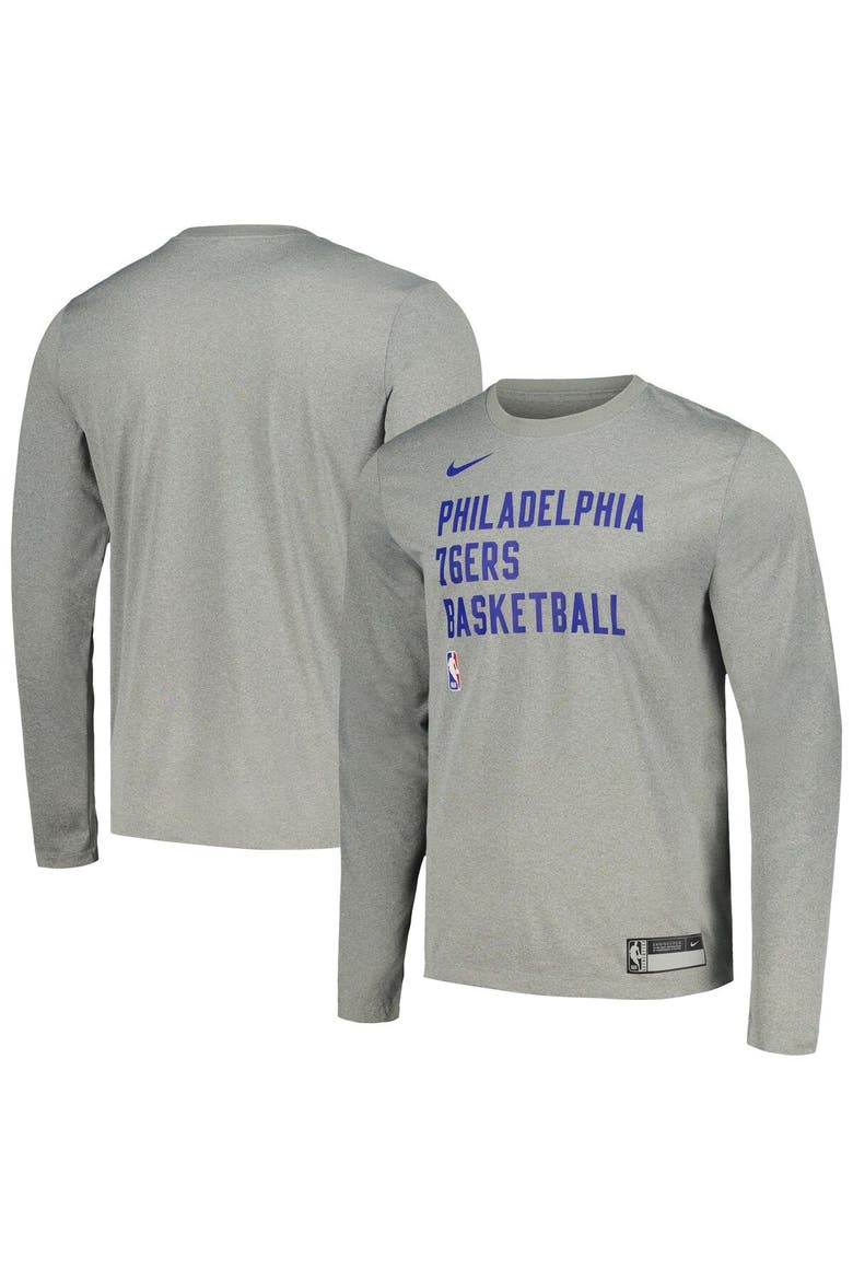 Unisex Nike Heather Gray Philadelphia 76ers 2023/24 Legend On-Court Practice Long Sleeve T-Shirt, Main, color, Heather Gray
