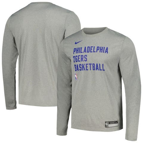 Unisex Nike Heather Gray Philadelphia 76ers 2023/24 Legend On-Court Practice Long Sleeve T-Shirt