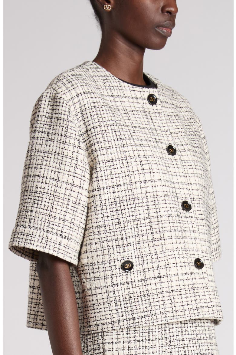 Square Cotton Blend Tweed Jacket, Alternate, color, VANILLA