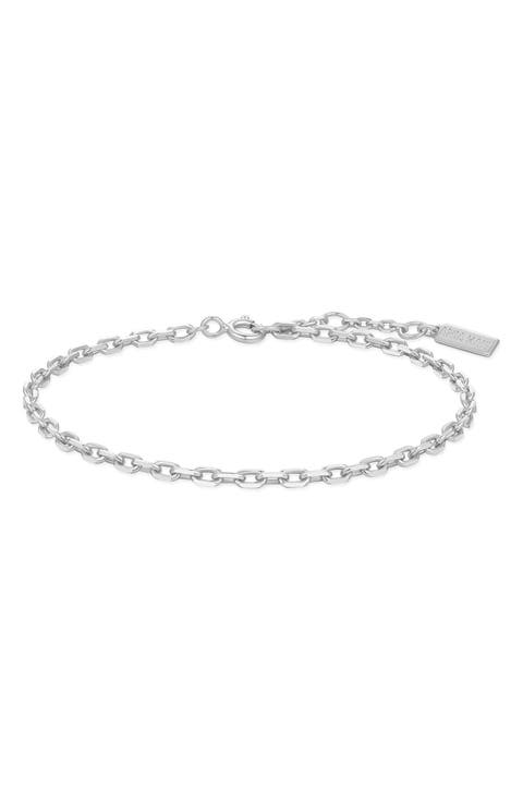 Bezel Cubic Zirconia Station Chain Bracelet