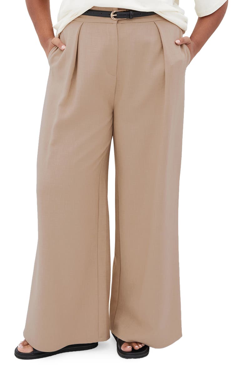 City Chic Tori Front Pleat Wide Leg Pants, Main, color,