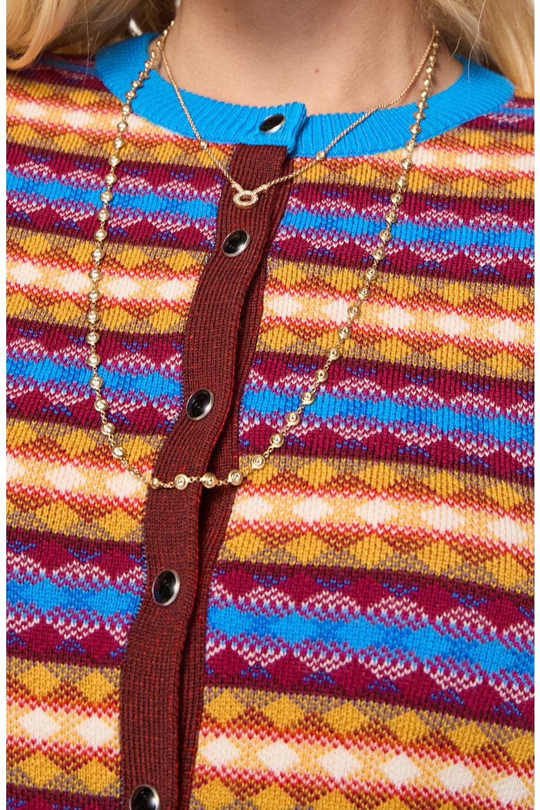 The Lil' Cardigan, Alternate, color, RUSSET ORANGE BLUE BEESWAX