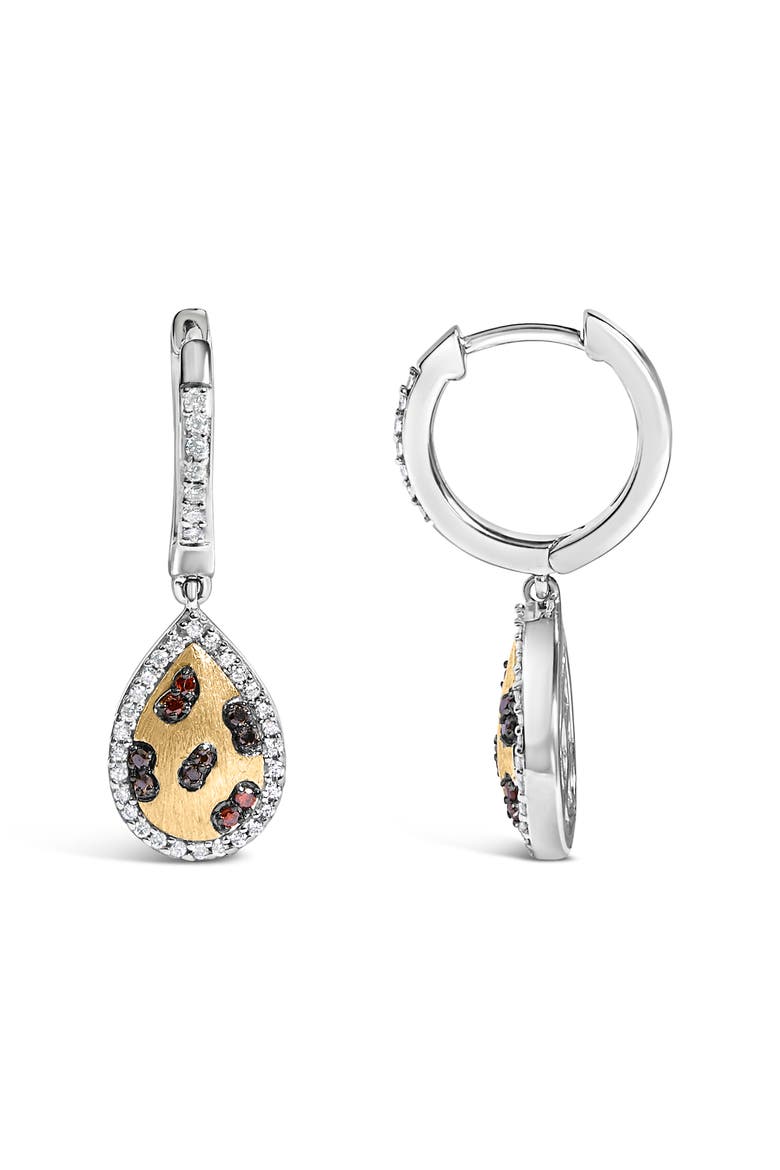 10K Yellow Gold Plated Sterling Silver 1/3 Cttw Multi Color Diamond Pear Shape Dangle Earrings, Alternate, color, Silver
