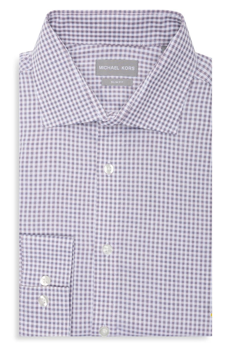 Slim Fit Gingham Cotton Dress Shirt, Main, color, RED MULTI