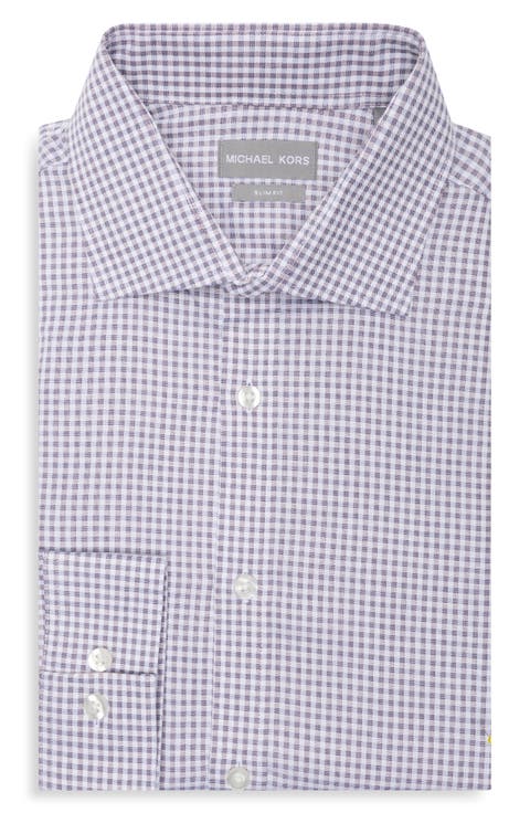 Slim Fit Gingham Cotton Dress Shirt