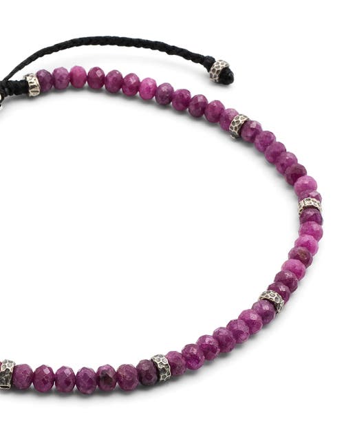 Jan Leslie Faceted Gemstone Bracelet With Black Pull Cord In Pink