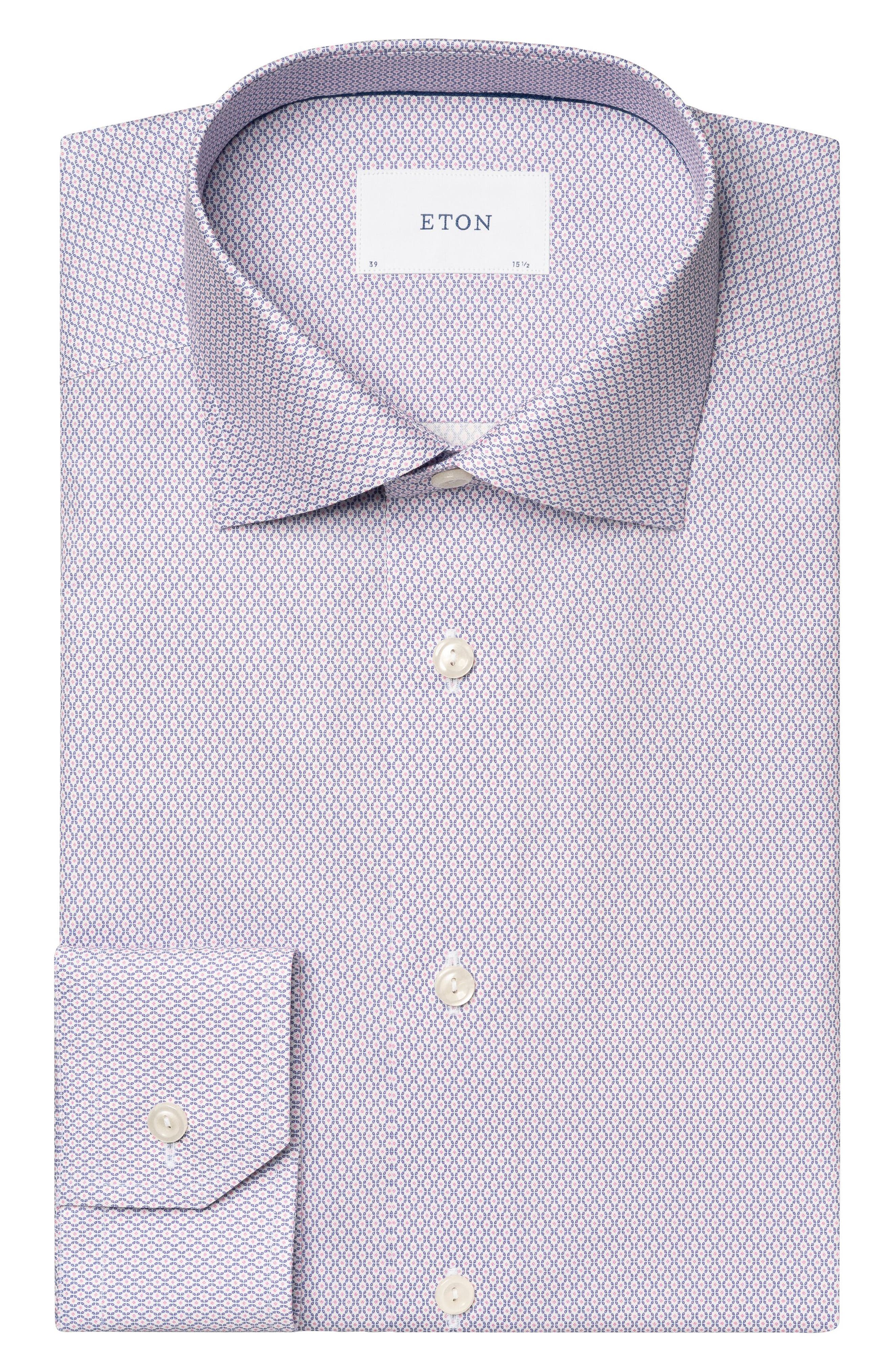 Slim Fit Geometric Print Cotton Dress Shirt