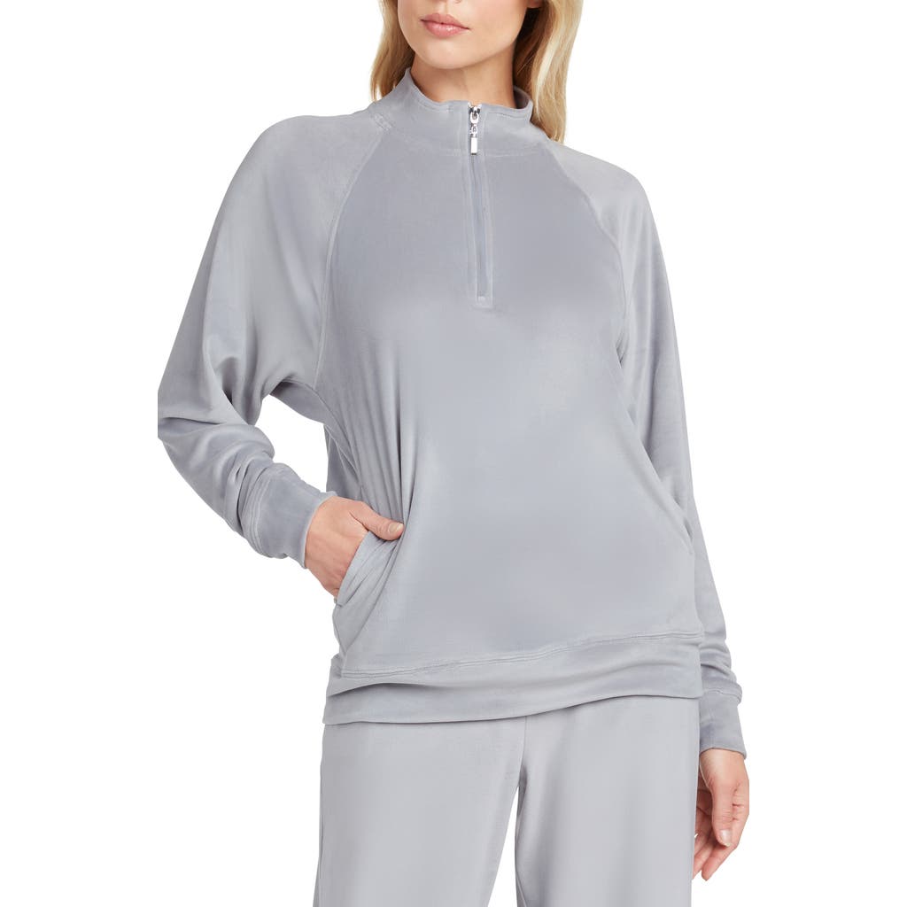 Matty M . Raglan Sleeve Half Zip Pullover In Gray