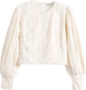 AllSaints Hart Lace Embroidered Bishop Sleeve Top