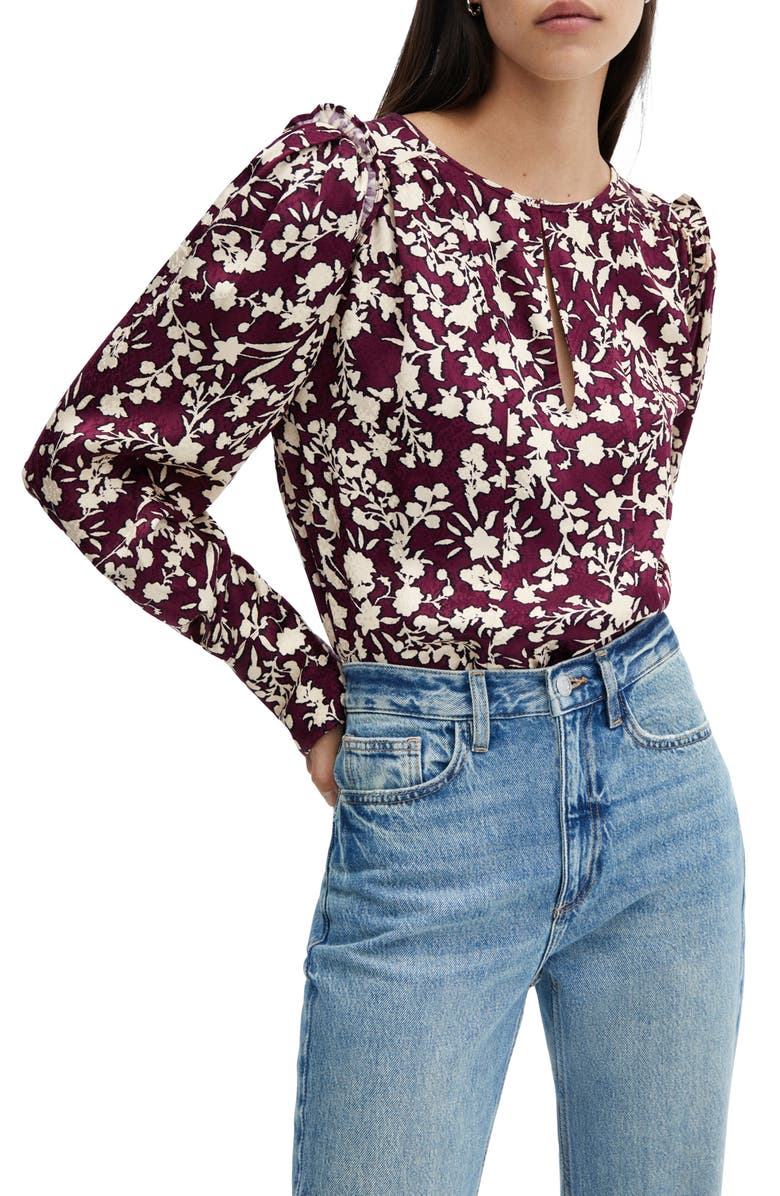 MANGO Floral Print Long Sleeve Top, Main, color, 