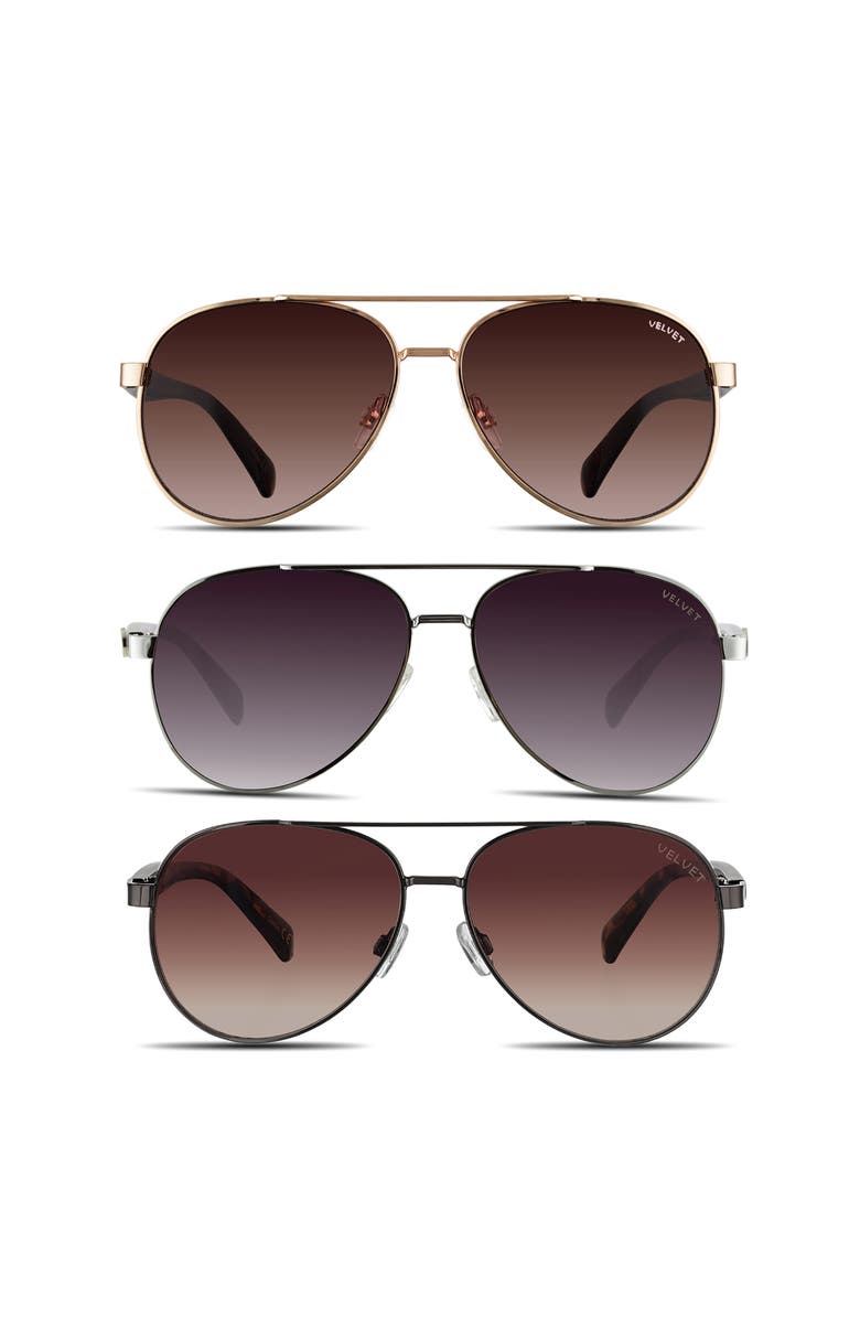 Velvet Eyewear Aviator Small Sunglass Style Box, Main, color, Gold, Silver, Copper