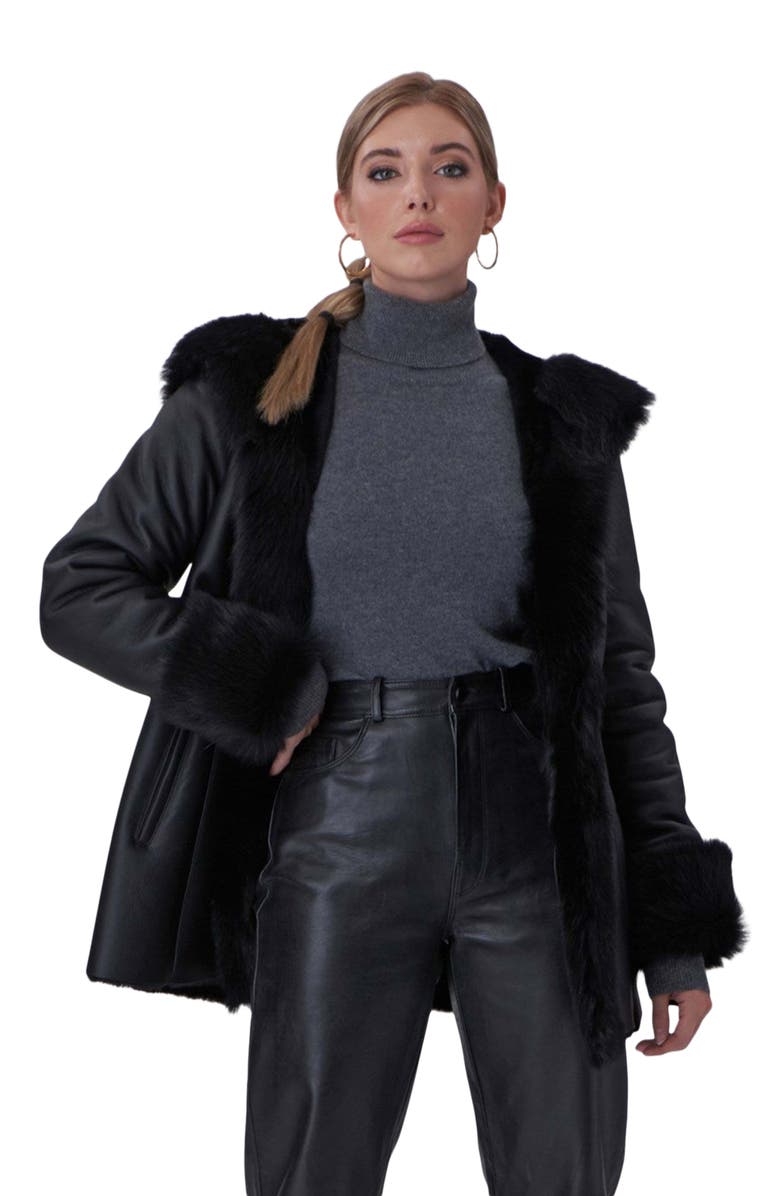 GORSKI Genuine Shearling  Jacket With Trim, Alternate, color, 