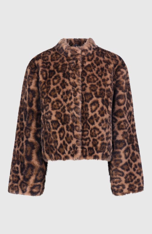 Lyla Grant Fur-free Mink (faux Fur) Collarless Jacket In Animal Print