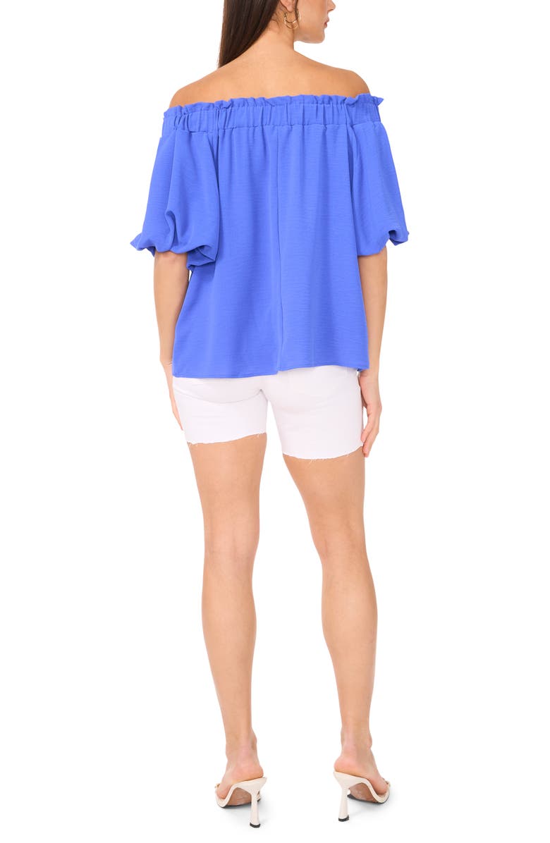 Vince Camuto Off the Shoulder Crinkle Twill Top, Alternate, color, Dazzling Blue