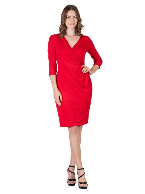 Draped in Style Knee Length V-neck Dress