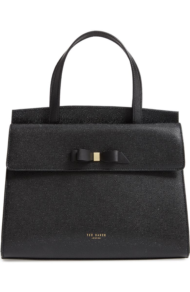 Ted Baker London Aarilli Bow Leather Satchel, Main, color,