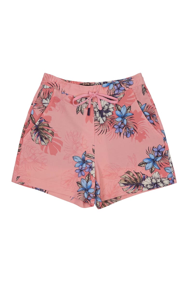 Exotic Floral Womens Drawstring Short, Alternate, color, EXOTIC FLORAL CORAL