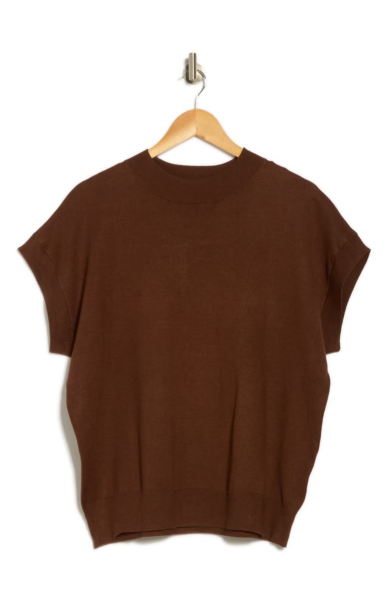 T Tahari Crewneck Shell Sweater, Alternate, color, Chocolate Brown