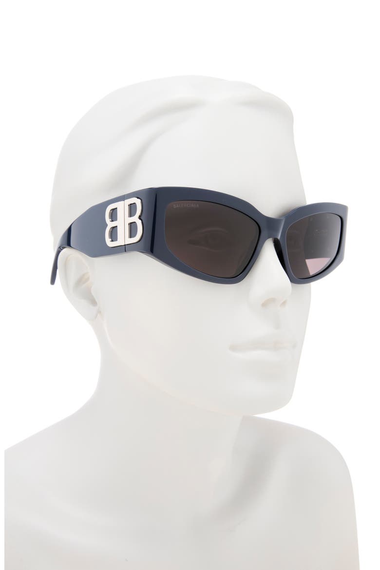 57mm Rectangular Sunglasses, Alternate, color, BLUE BLUE GREY