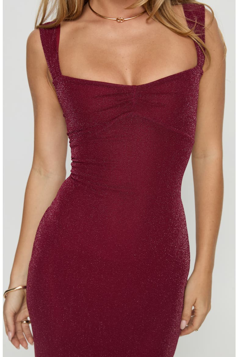 Crisanto Sparkle Lace-Up Gown, Alternate, color, BURGUNDY